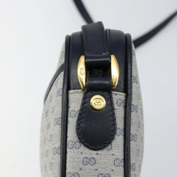 GUCCI Micro GG Supreme Shoulder Bag PVC Navy Gold - Picture 11 of 15